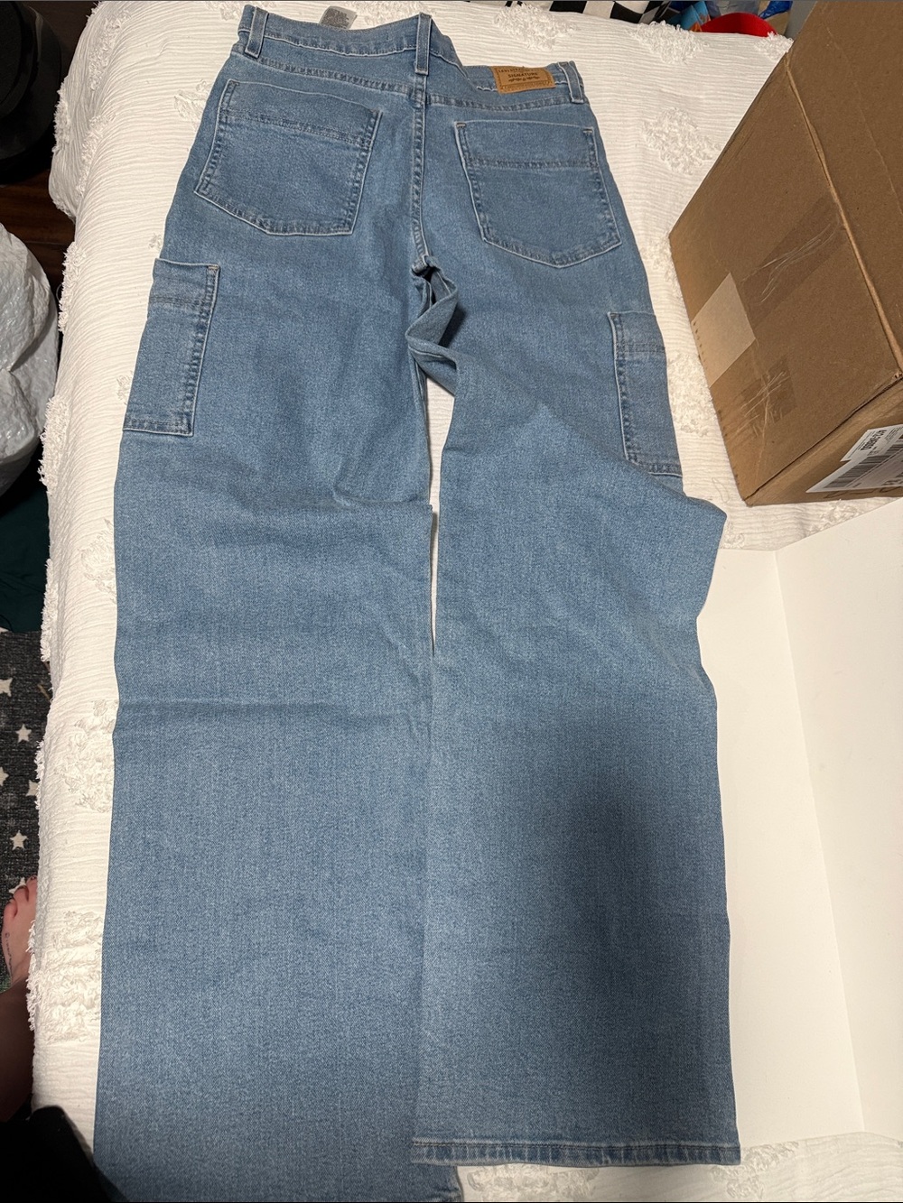 Signature by Levi Strauss Light Blue Wide Leg Cargo Jeans - Picture 2 of 5